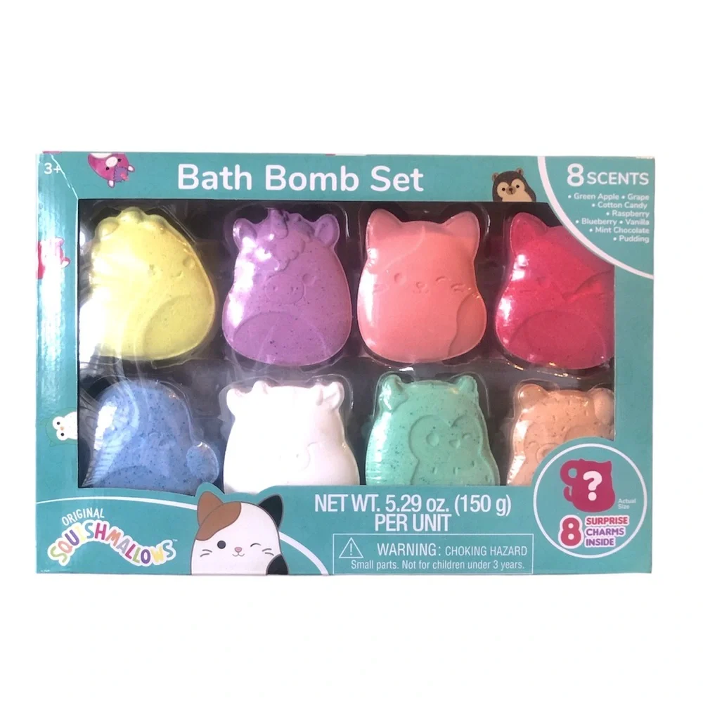 Squishmallow Bath Bomb Set (8 Count) with Surprise Charms NWT